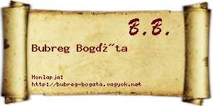Bubreg Bogáta névjegykártya